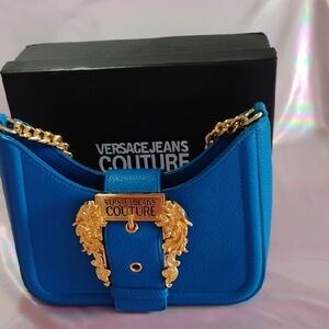 Versace Jeans Collection Blue and Gold Shoulder Bag